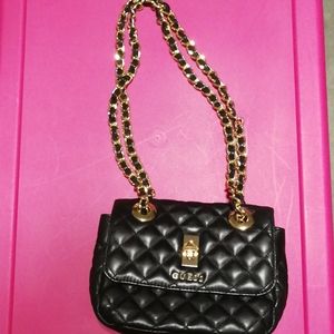 GUESS black leather quilted bag
